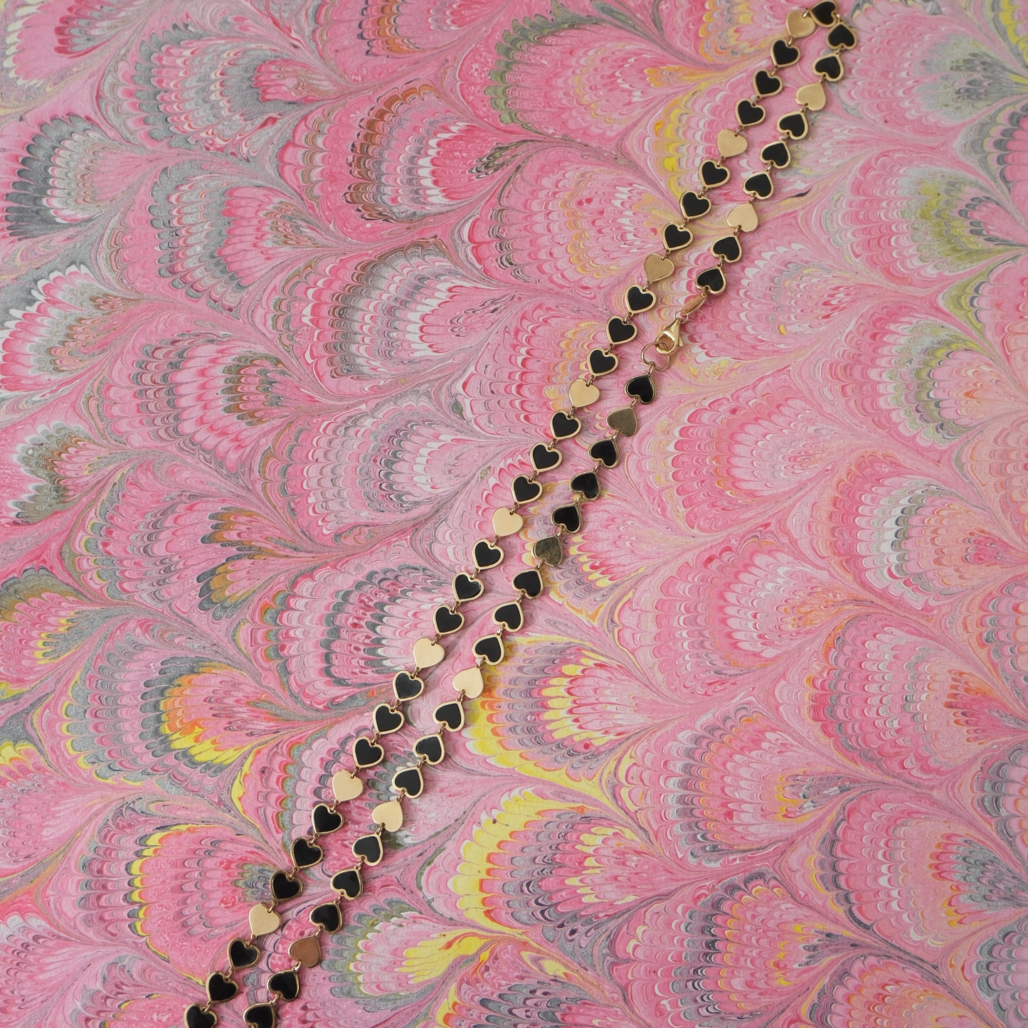 14K Onyx Heart Chain