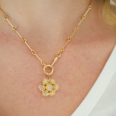 14k Opal Flower Pendant