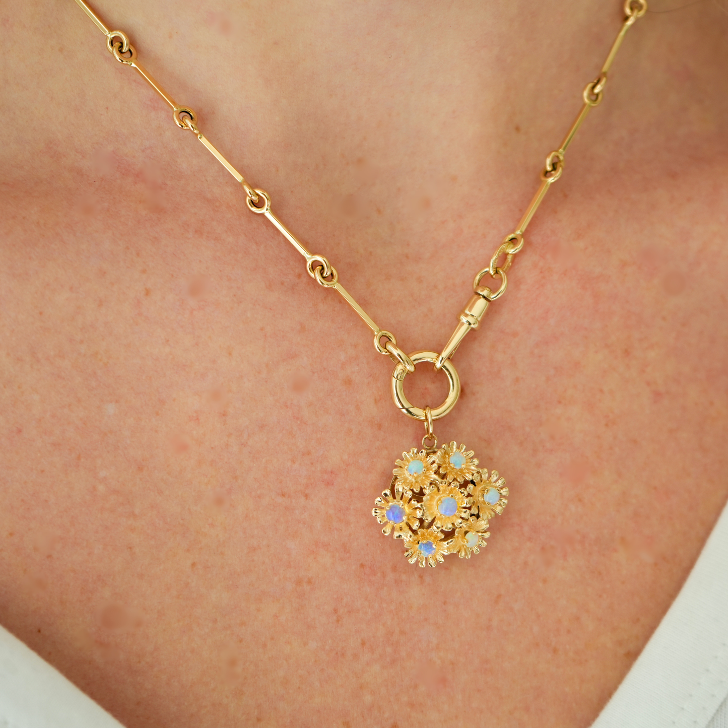 14k Opal Flower Pendant