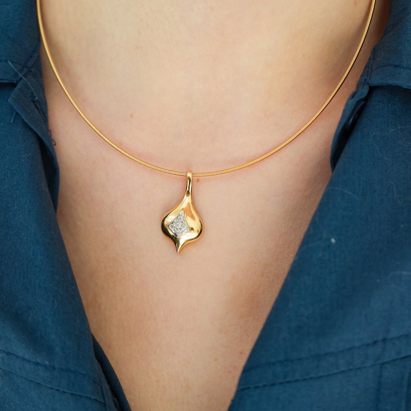 14k Diamond Drop Pendant