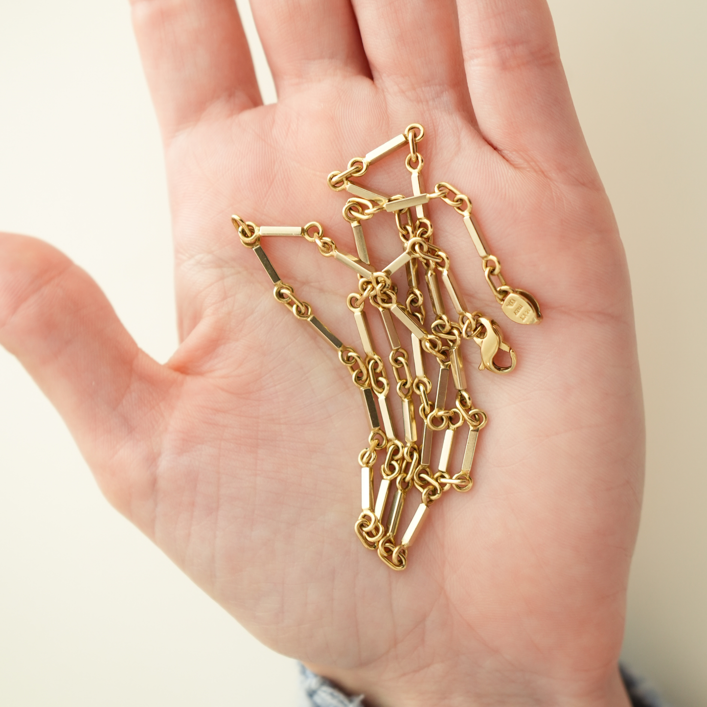 14k Solid Bar Link Chain