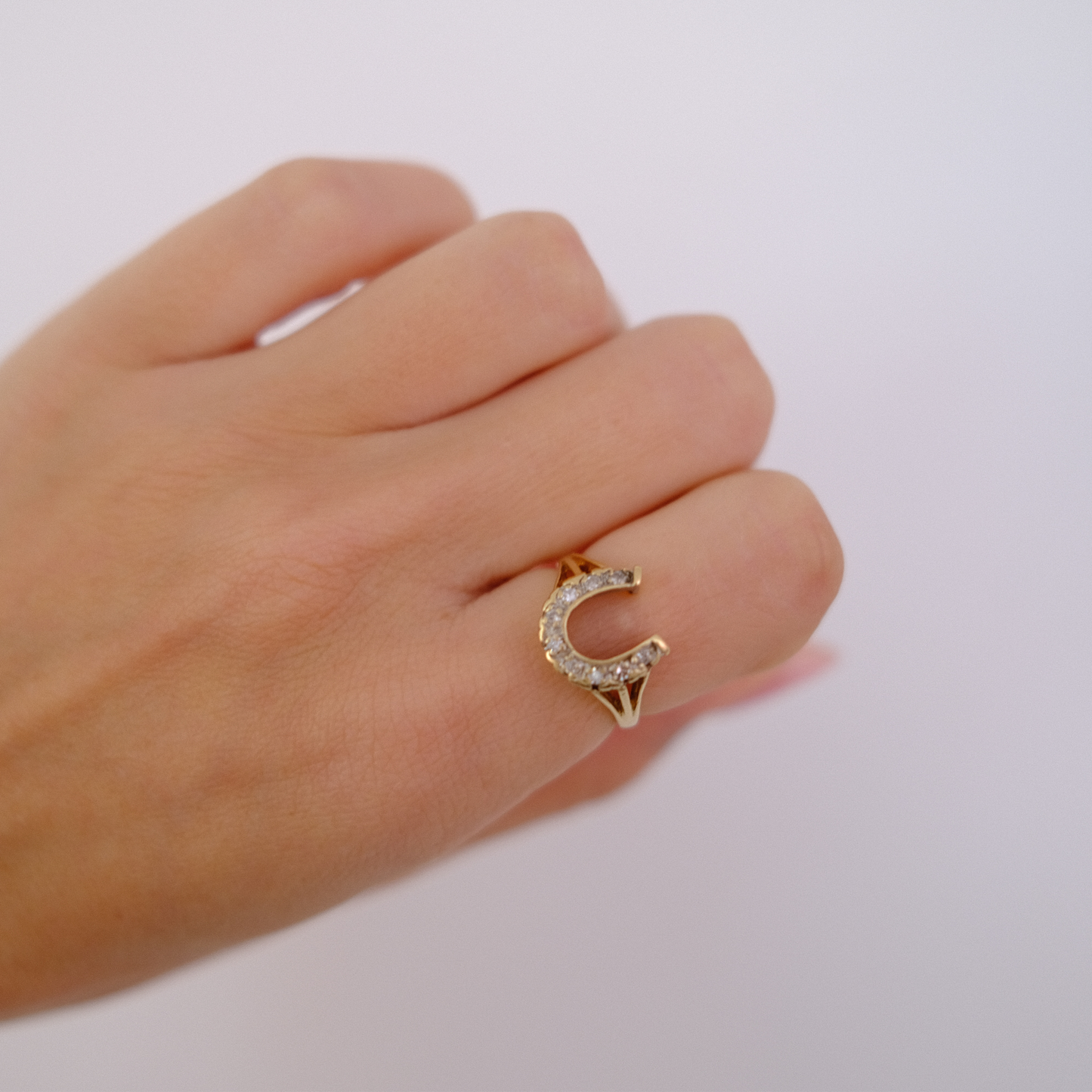 14K Gold Horse Shoe Ring w/ Diamonds