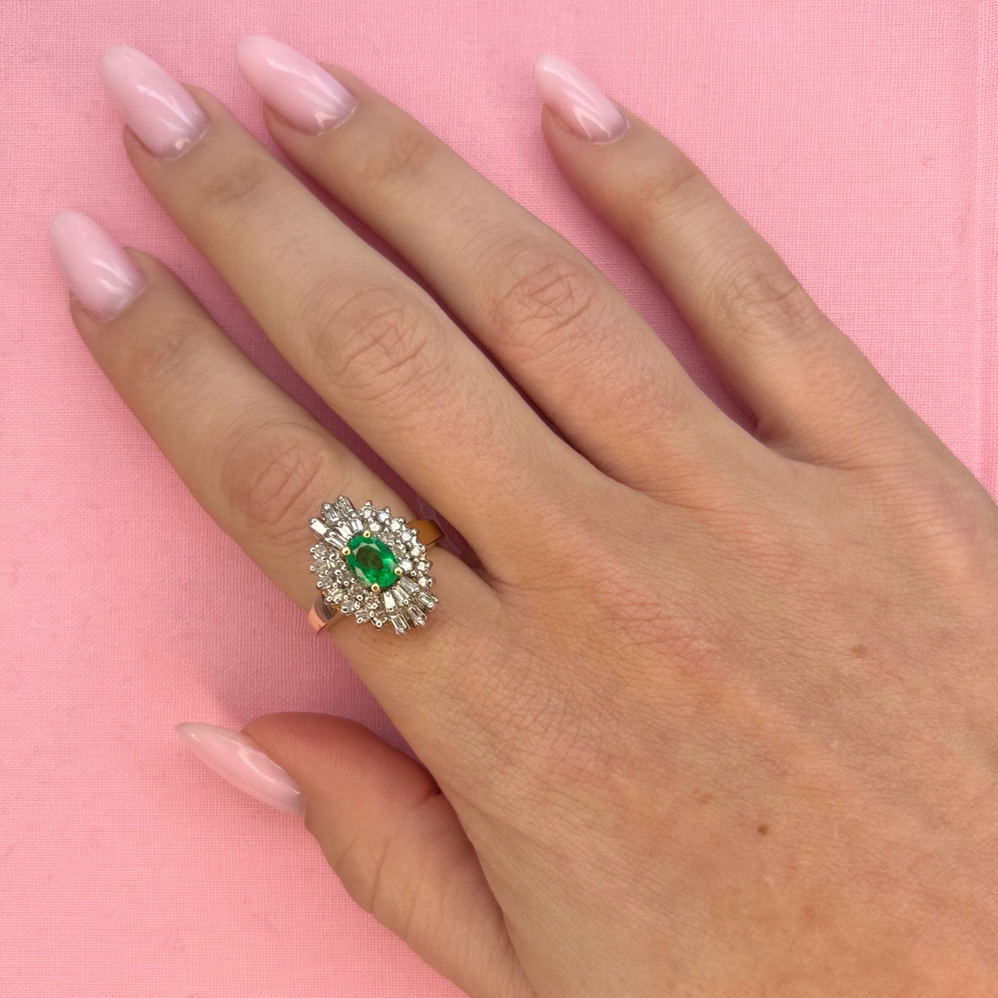 14k Emerald + Diamond Ring
