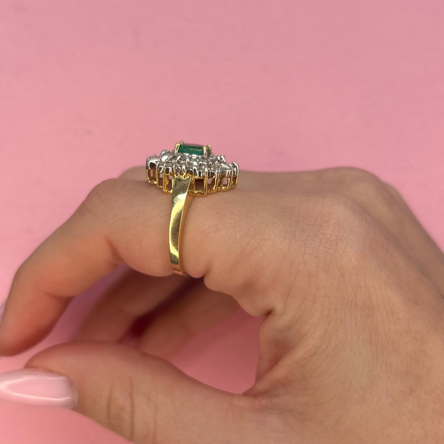14k Emerald + Diamond Ring