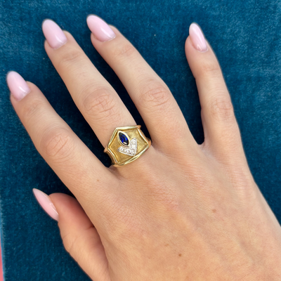 14k Sapphire + Diamond Band