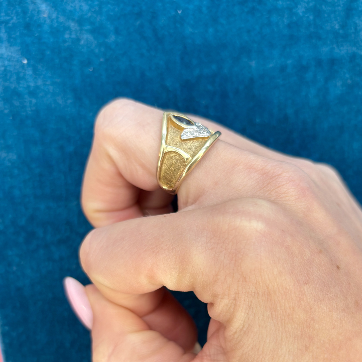 14k Sapphire + Diamond Band