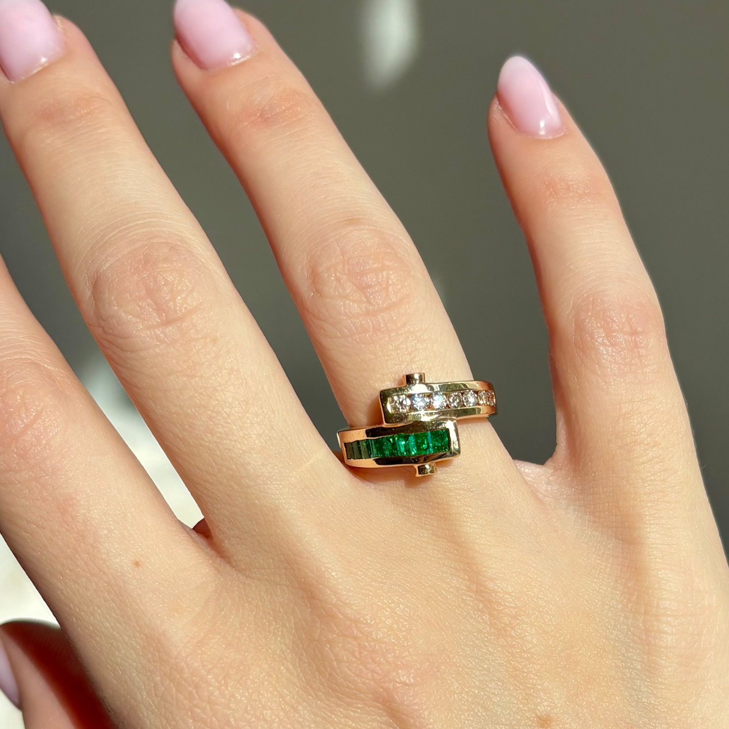 14k Emerald + Diamond Ring