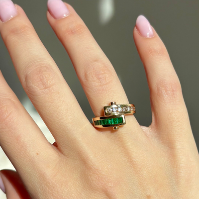 14k Emerald + Diamond Ring