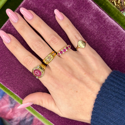 14k Diamond + Ruby 5 Stone Ring