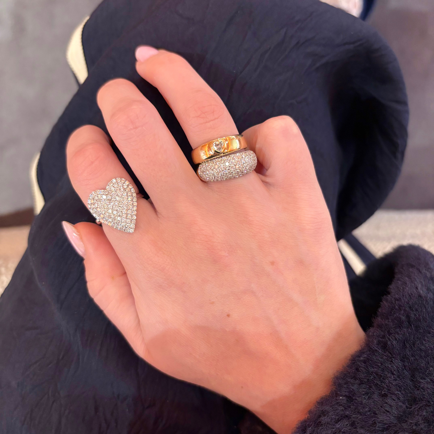 18k Pavé Diamond Heart Ring