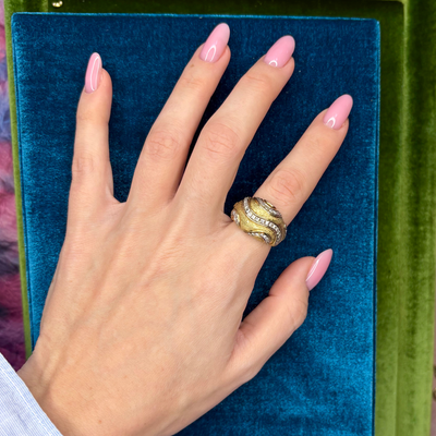 14k + Diamond Bombe Ring