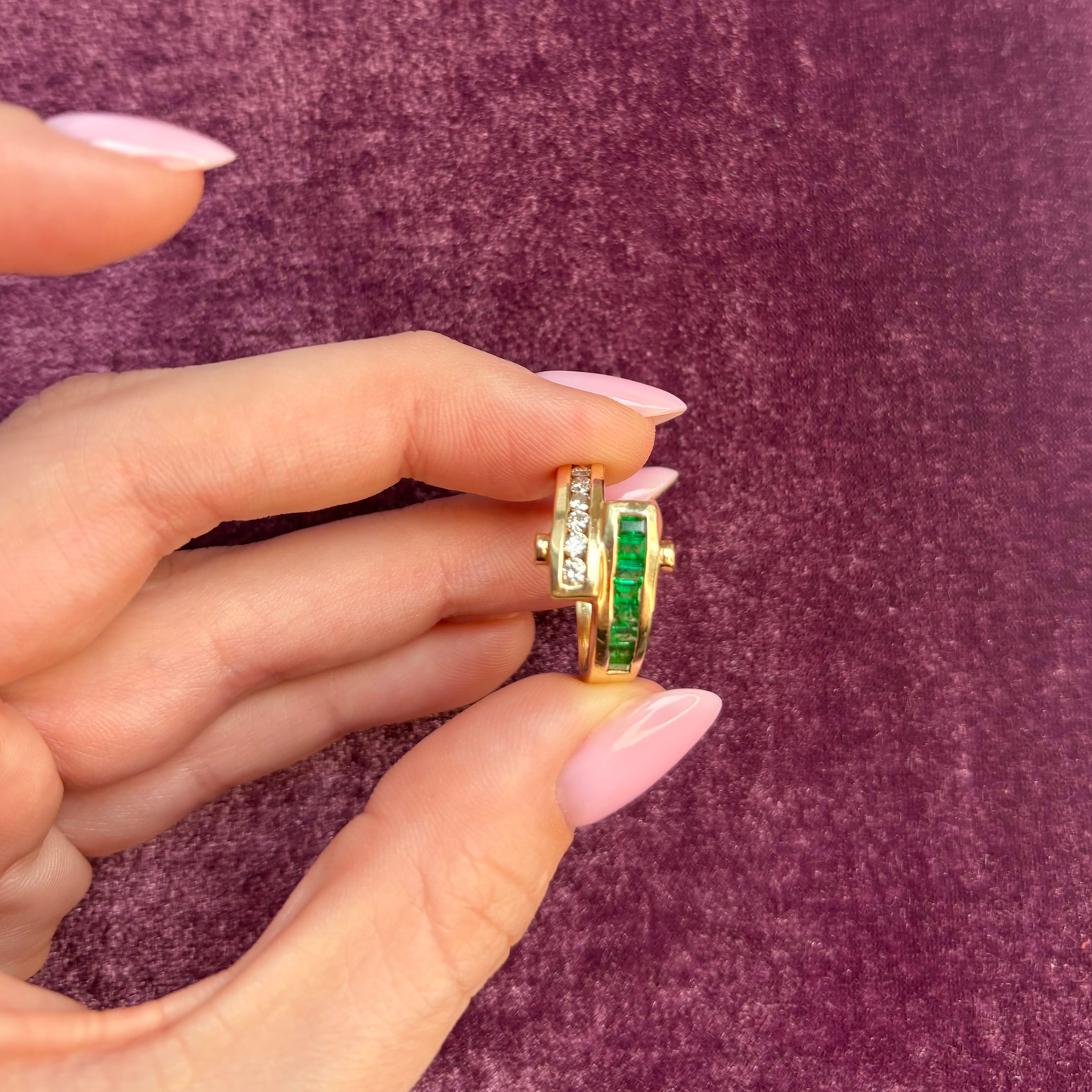 14k Emerald + Diamond Ring