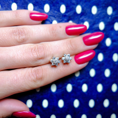 14k + Diamond Flower Studs