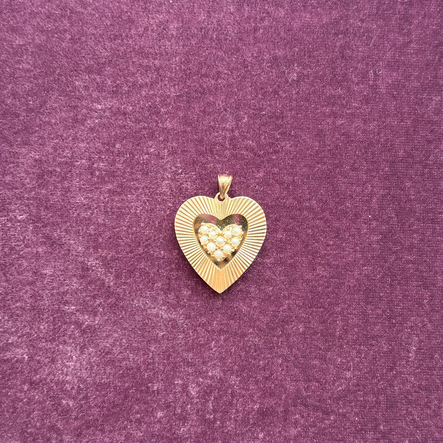 14k Fluted Heart + Pearl Charm