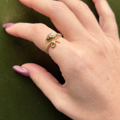 14k Sapphire + Diamond Snake Ring
