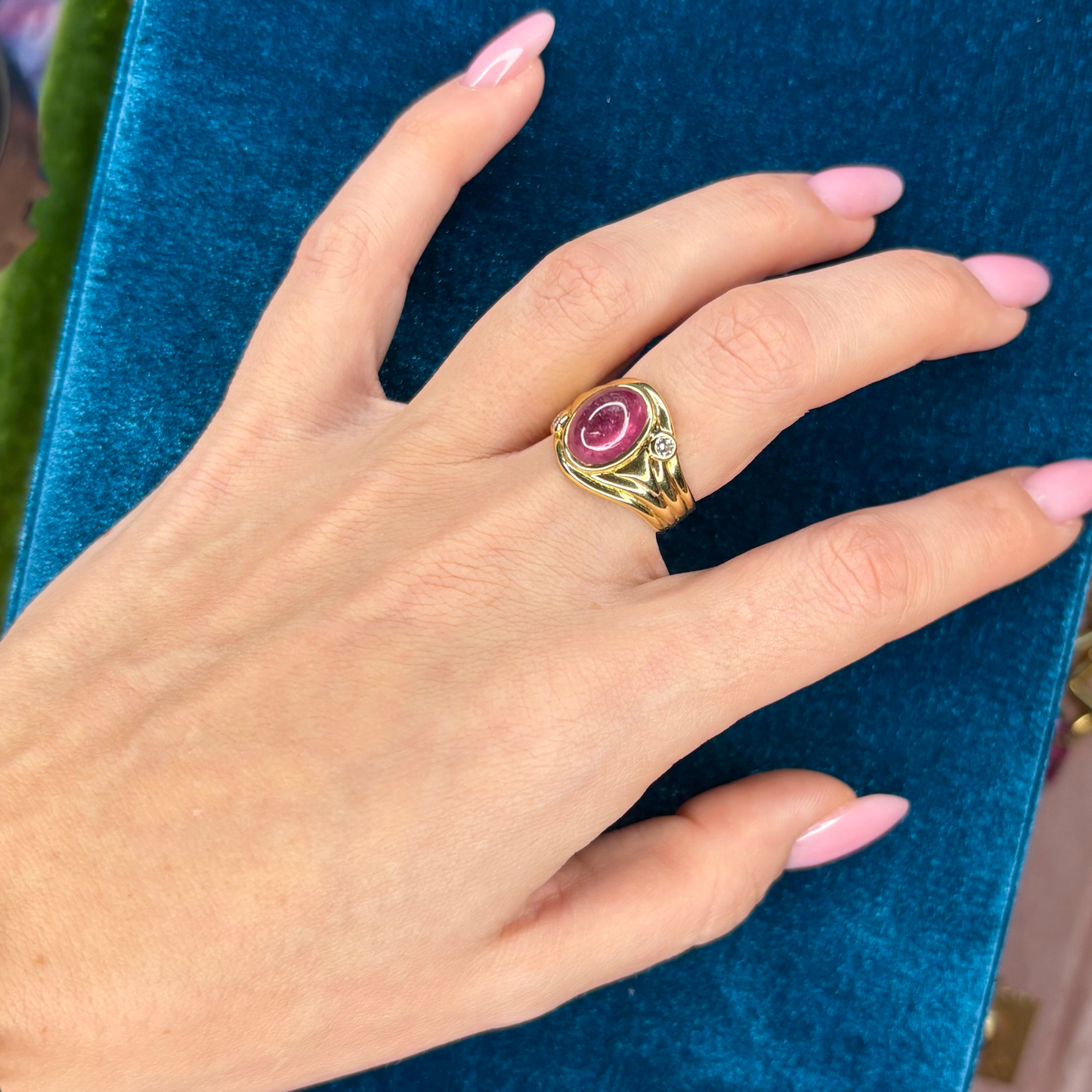 14k Pink Tourmaline + Diamond Ring
