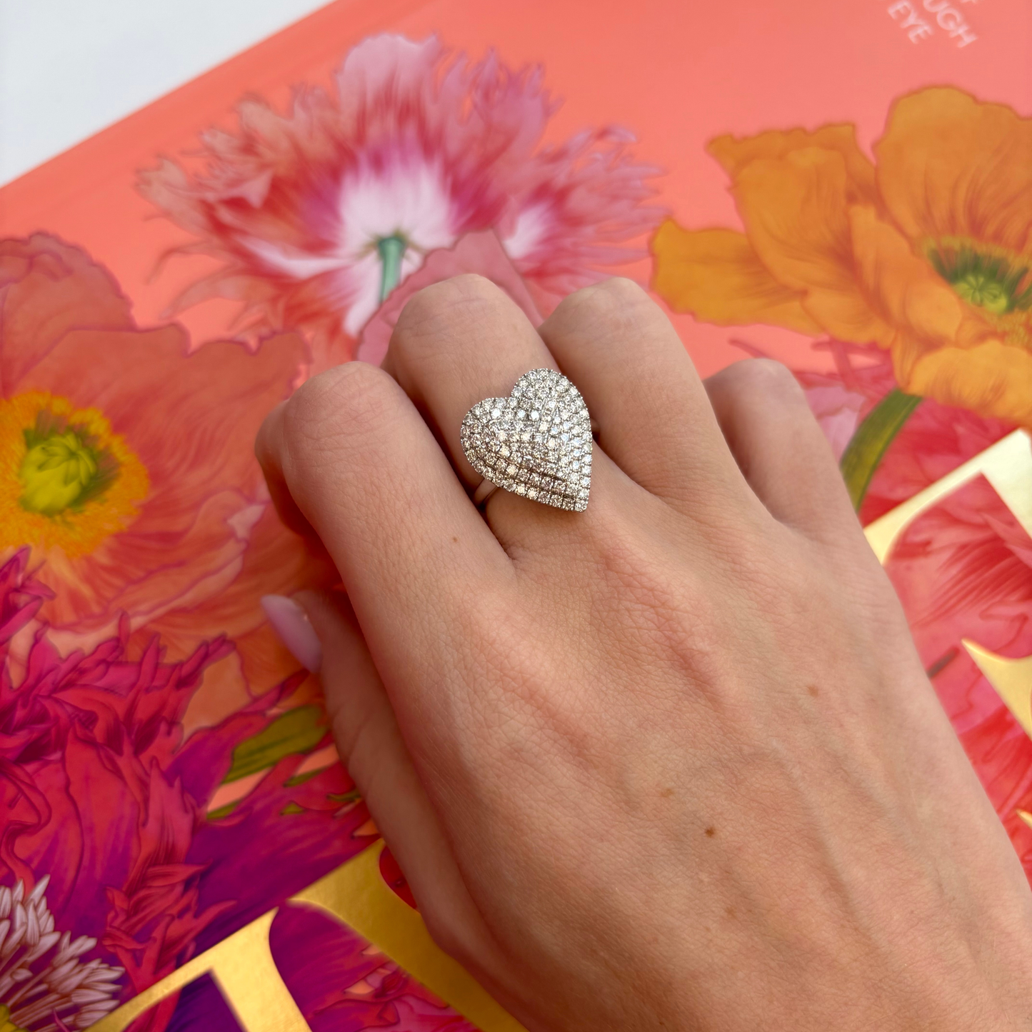 18k Pavé Diamond Heart Ring