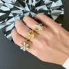 14k Opal + Diamond Flower Ring