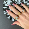 14k Opal + Diamond Flower Ring