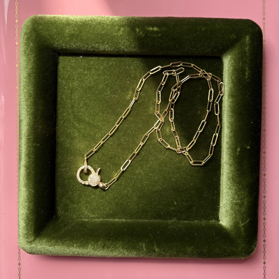 14k Paperclip Chain w/ Diamond Clasp