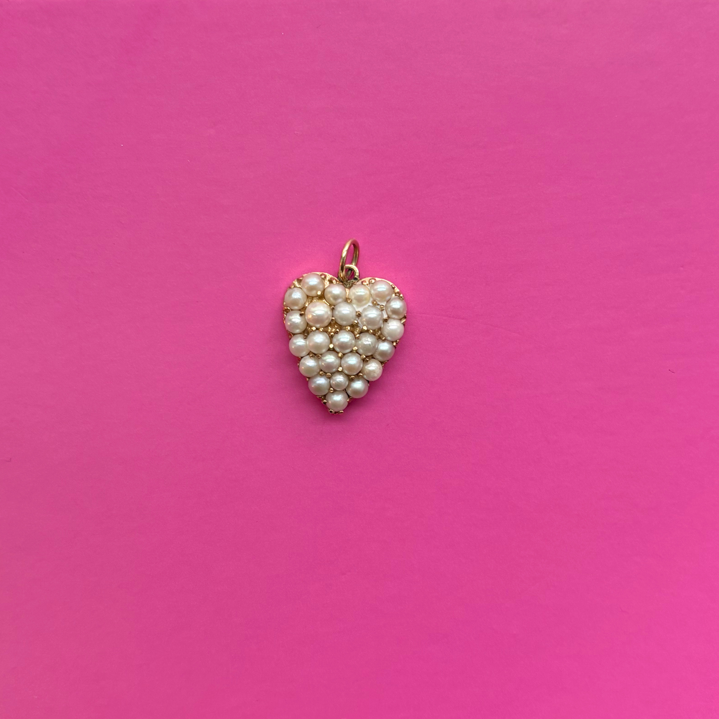 14k Seed Pearl Cluster Heart Charm