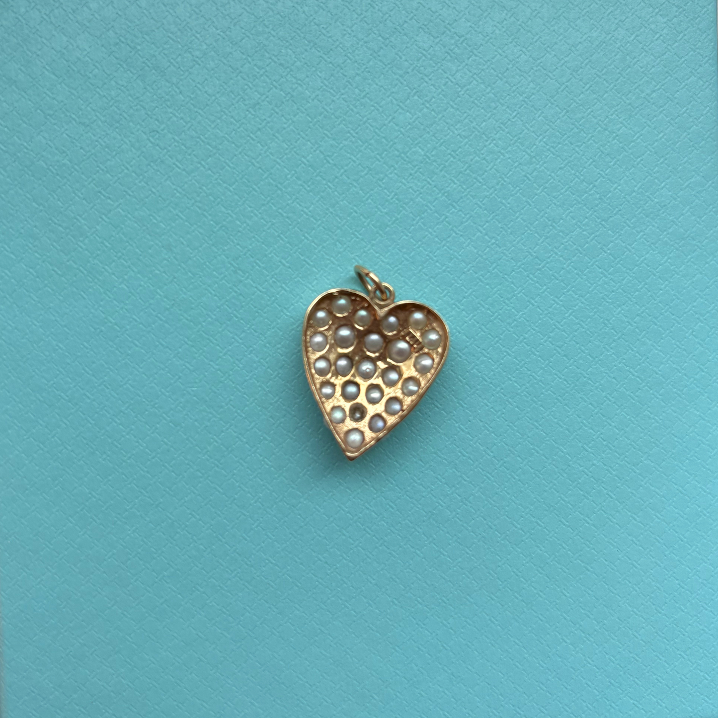 14k Seed Pearl Cluster Heart Charm