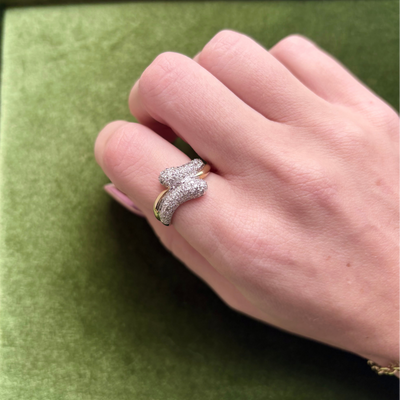 14k Diamond Swirl Ring