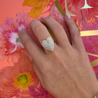 18k Pavé Diamond Heart Ring