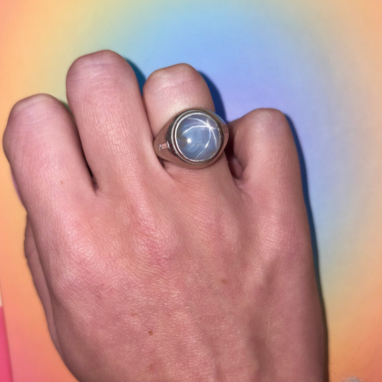 Platinum + Diamond + Star Sapphire Ring
