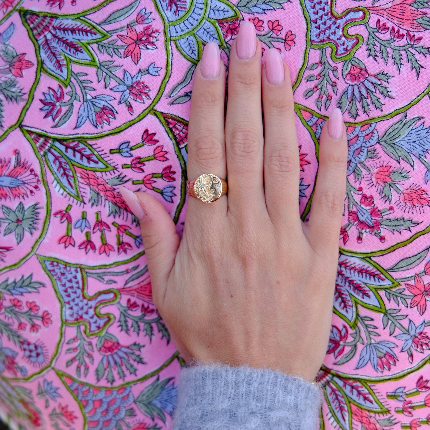 14k Moon + Star Ring