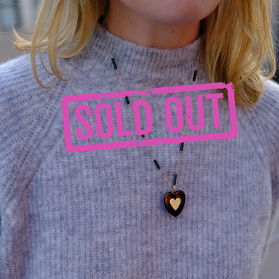 14k Wood Heart Necklace