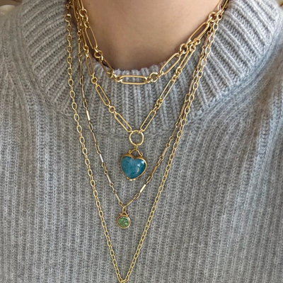 14k Trombone Chain w/ Charm Holder