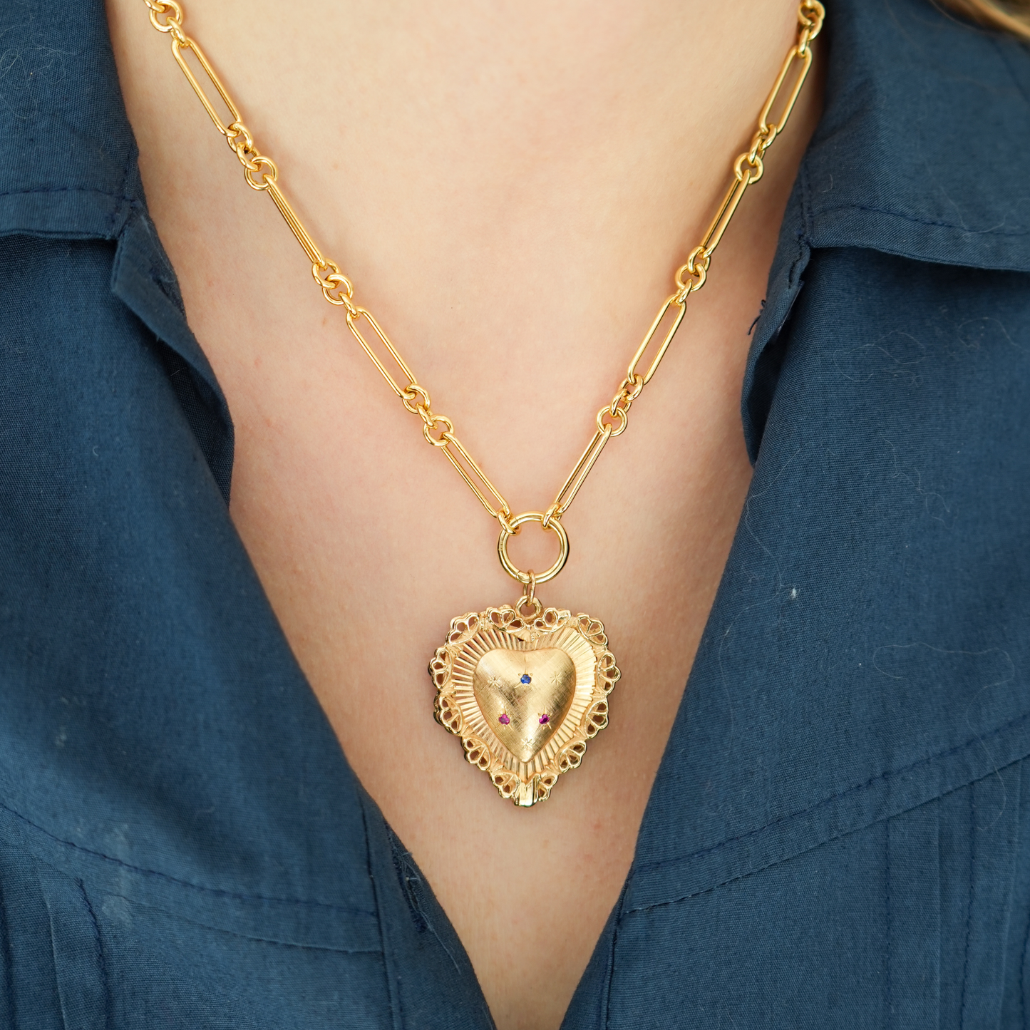 14k Trombone Chain w/ Charm Holder